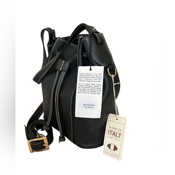 Divina Firenze Black Leather Bucket Bag - Picture 3 of 12